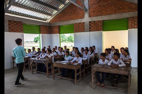 Teaching inside khyaung school classroom